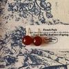 Exquisite Angora Red Agate Stud Earrings - Fashionable, Versatile, and Stylish High-End Drops