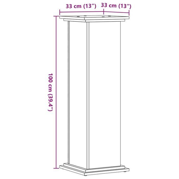 VidaXL Support pour plantes 33x33x100 cm bois d'ingénierie, support de fleurs, support de pot de plante, support de plante, 852986