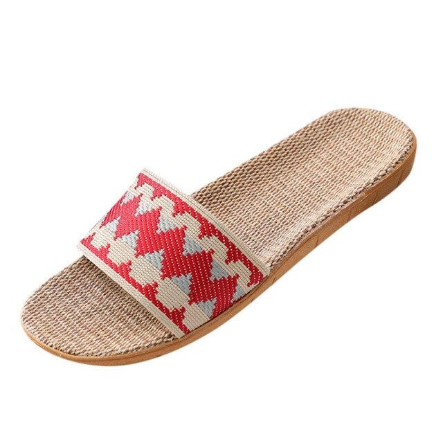 Slippers Women Couples Fashion Casual Anti -Slip Linen Home Indoor Slippers Comfort Shoes