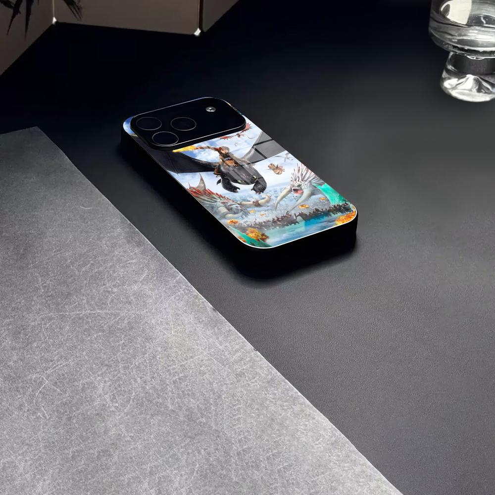 Cartoon T-Toothless Dragon Phone Case Tempered Glass For IPhone 17 15 16 14 12 13 11 Pro XS Max Plus Mini Cover