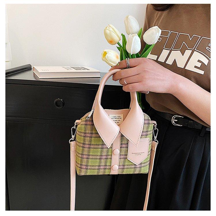 Creative Cloth Design Women Shoulder Bags Ctrast Color Plaid Ladies Crossbody Bag Funny Portable Versatile Female Handbags