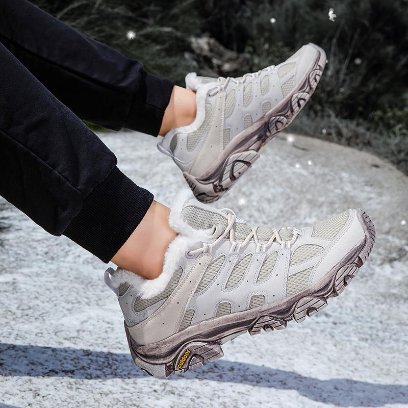 TUINANLE Women Cotton Shoes Winter Casual Plush Warm Snow Boots Female Outdoor Non-Slip Lace Up Walking Sneakers Men