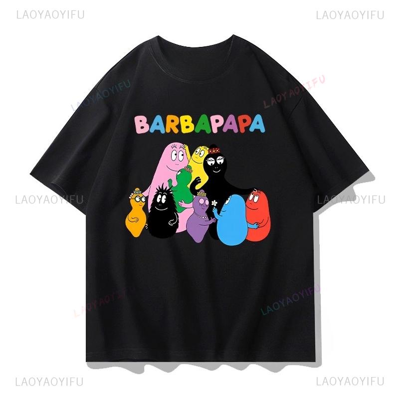 Les Barbapapa T-shirt Polyester Materiaal Goedkope Kinderkleding Casual Ronde Hals Klassieke Vintage Stijl Grafische T-shirts