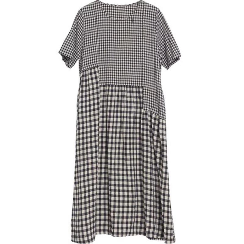 Plus Size Women's Plaid Dress for Spring and Summer
