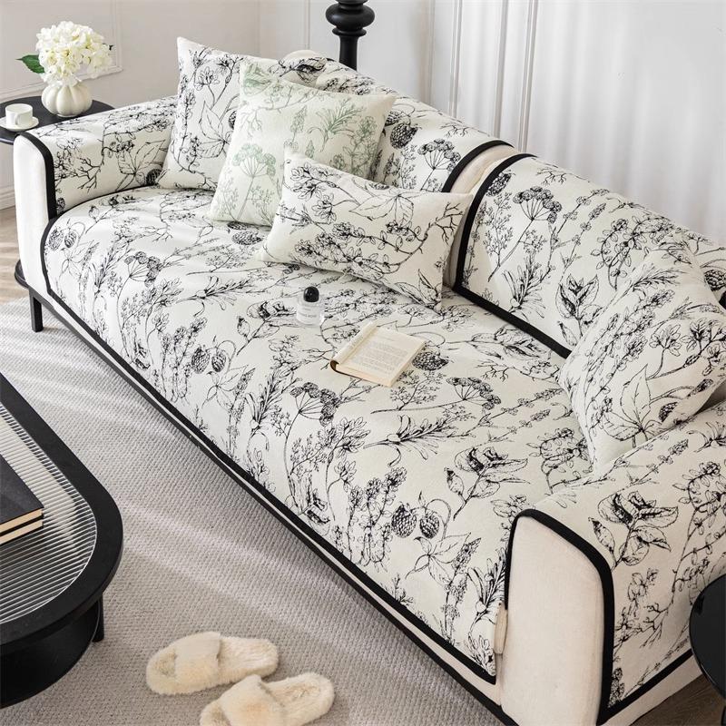 French Artistic Sofa Cushion Four Seasons Universal Light Luxury Advanced Chenille Cushion Non-Slip Sofa Cover Cover Cloth