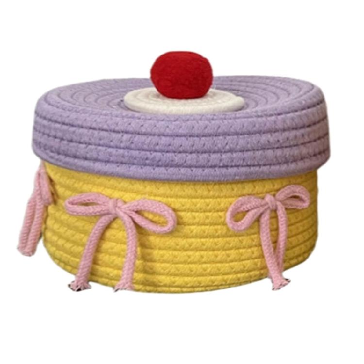 Ручная плетенка из хлопкового шнура Держатель для макияжа Декоративная настольная корзина для хранения Многоцелевой органайзер для спальни для косметики 1270₽