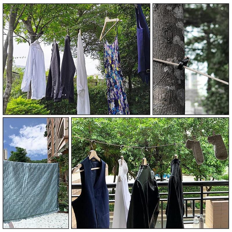 10M Retractable Clothesline Set Washing Line Portable Clothesline Travel Hotel Laundry Drying Rope With Clamps