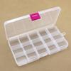 Transparent 15-Compartment Removable Plastic Storage Box for Fishing Tackle.