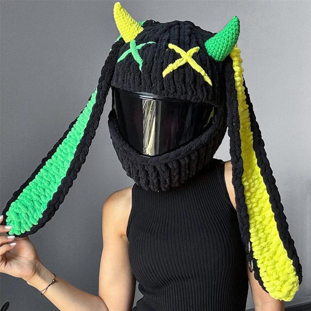 Motorhelm Beschermhoes Handgehaakt Trendy Halloween Grappige Gepersonaliseerde Helmhoes Hoofddeksel gray