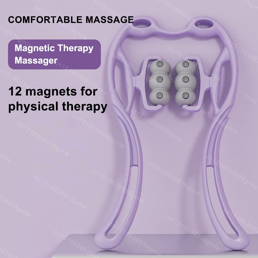 12 Magnetic Cervical Massager Neck Booster Hand-Held Physiotherapy Massage Roller Relax Muscles and Tendons Lengthen Leg Lines