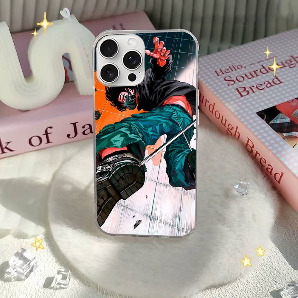 

New Anime Sakamoto Days Phone Case For iphone 17 16 15 14 13 12 11 Pro Max Plus Silver Laser Satin Aurora iPhone 16