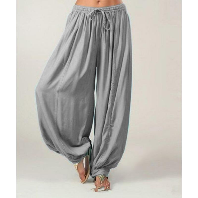 Mode Lässige Damen Harlan Hose Übergröße Locker zum Schnüren Frühling Sommer Gerades Bein Lange Hose Elegant Einfarbig Übergroße Hose 961
