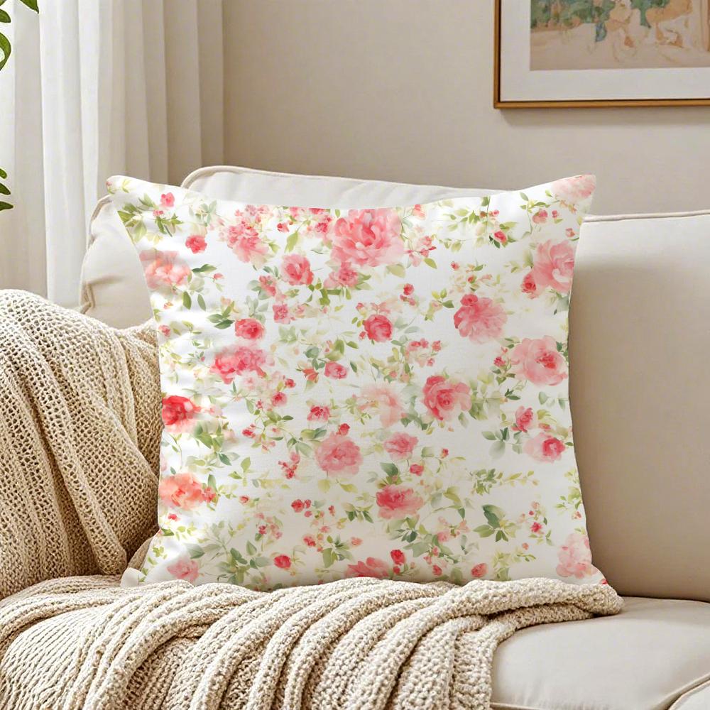 Frische Blumen und frische Kissenbezüge im Familienstil, Staubmilben-abweisend, Wohnzimmer Sofa Dekor Kissen Zimmer