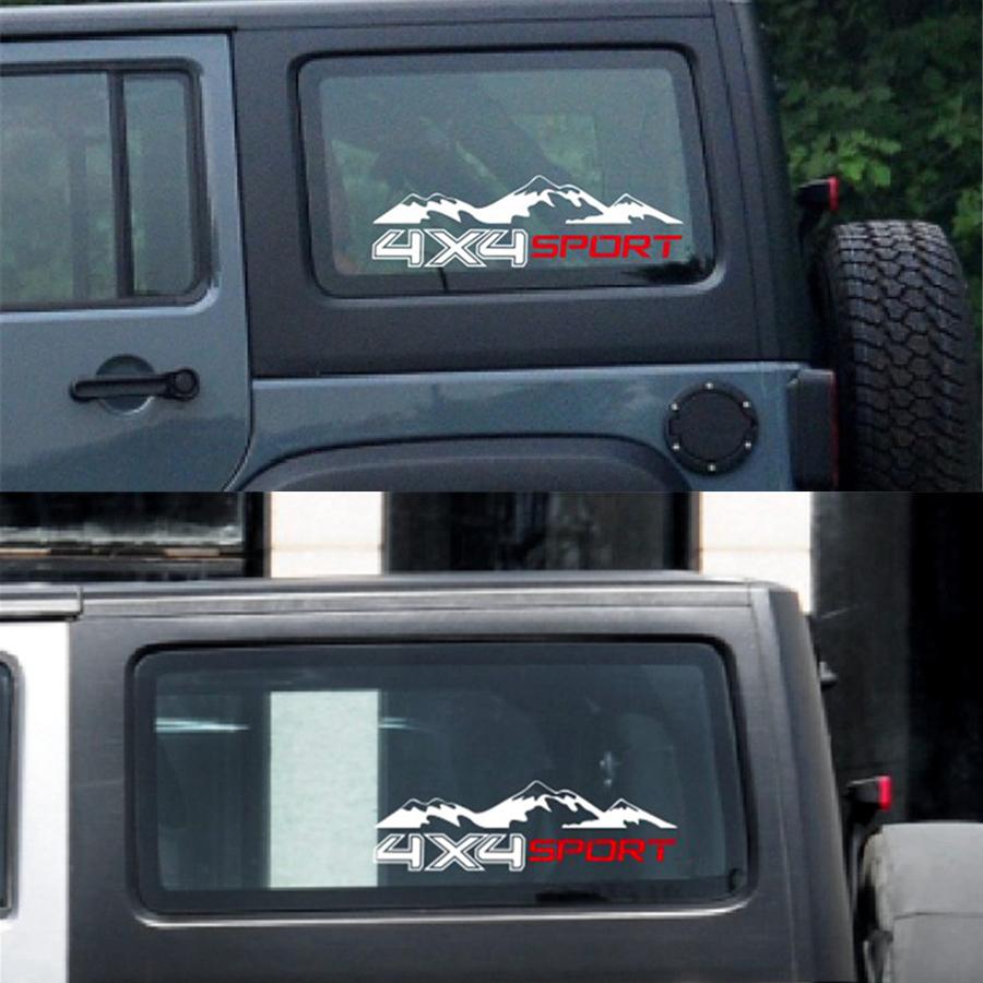 2pc biały 4X4 Mountain Car Sticker Graphic Vinyl dla JEEP Pickup D-MAX Navara Truck naklejka SUV!