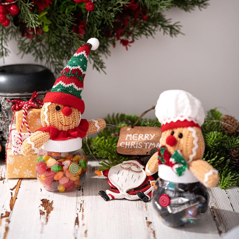 Christmas Candy Gift Box Transparent Storage Jar For Cookies Snacks Gingerbread Man Food Container Kids New Year Decoration