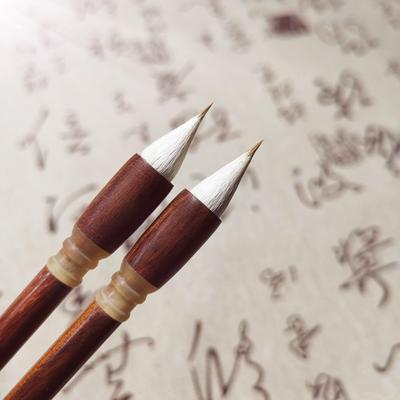 Paper-wrapped Brush for Sutra Writing: Mixed Hair with Red and Purple, Anti-Split, Regular Script Style