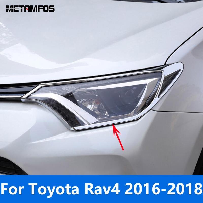 

For Toyota RAV4 RAV 4 2016 2017 2018 Chrome Front Head Light Lamp Cover Trim Headlight Protector Headlamp Frame Car Accessories