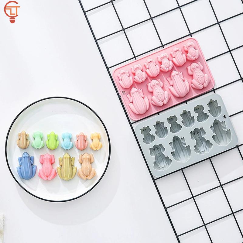 Silicone Frog Molds, 10-Cavity 3D Animal Shape, 7.13 X 4.37 Inches, For Baking