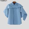 INCERUN Men Lapel Collar Short Sleeve Irregular Layers Patchwork Casual Cape Shirts