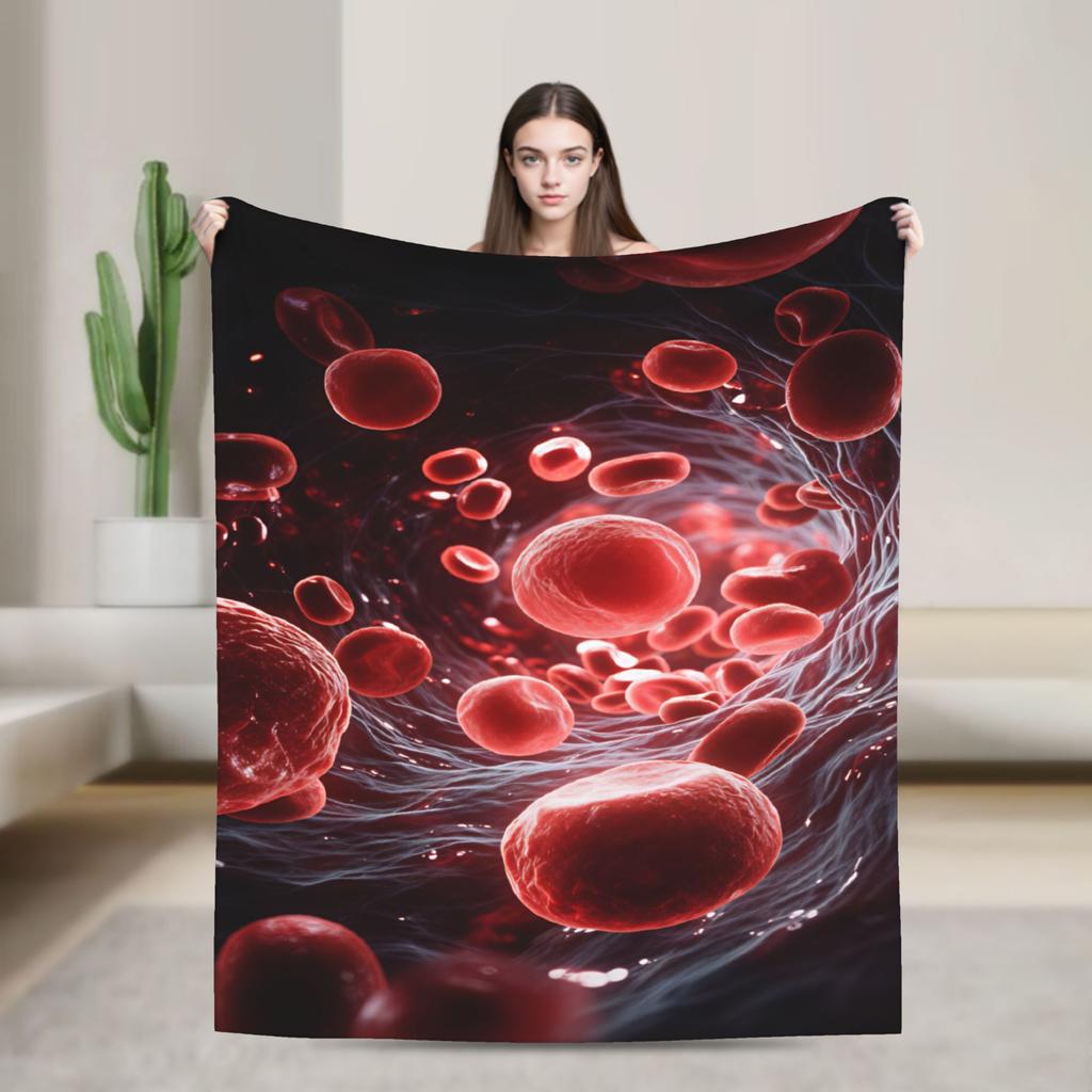 Floating Red Blood Cells Blood Cell Blanket Quality Soft Warm  Bedding Throws Winter Picnic Living Room Fluffy Bedspread