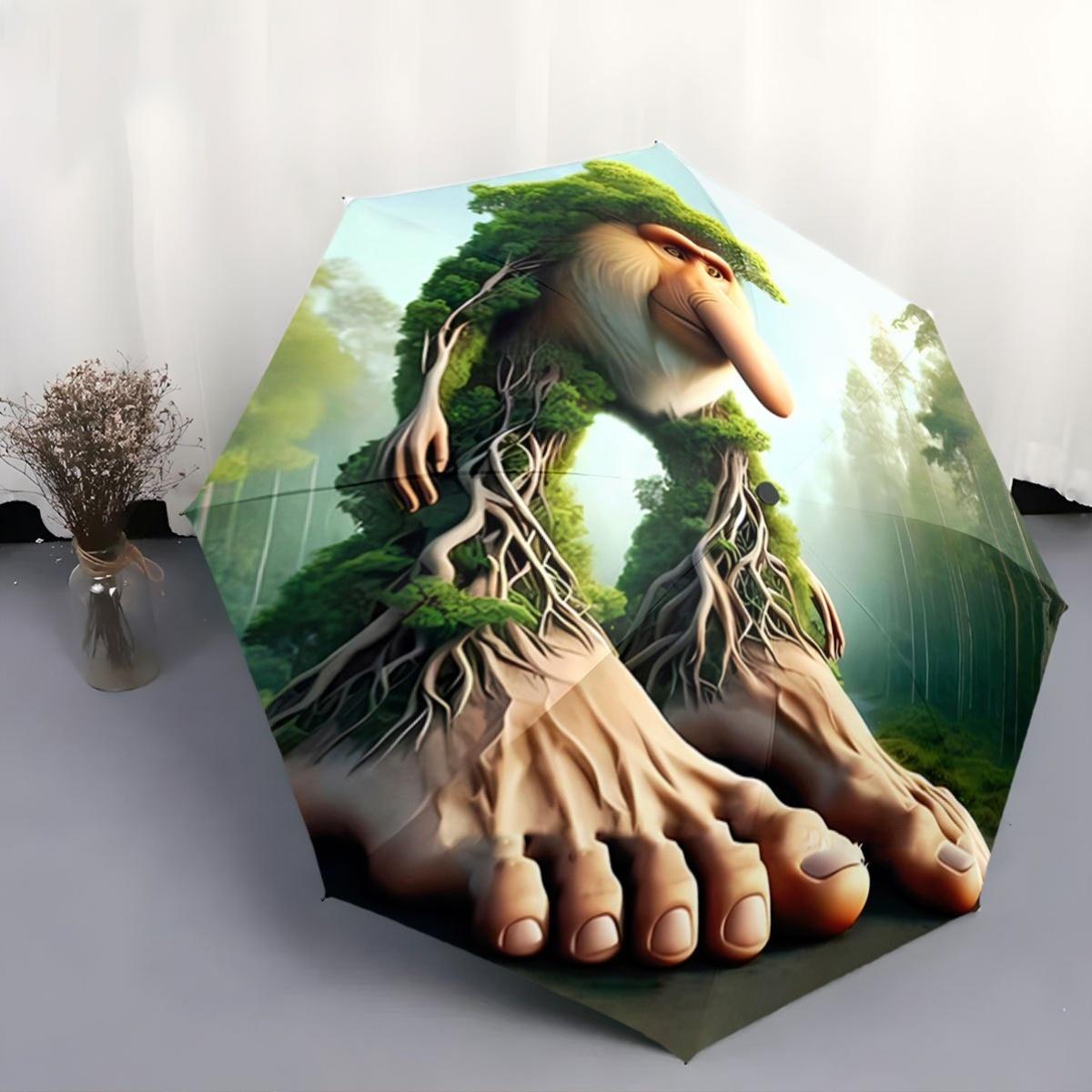 

Automatic Open/Close Umbrella with One-Touch Button - Giant Tree-like Design, Compact Folding Umbrella with 8-Rib Stability, P
