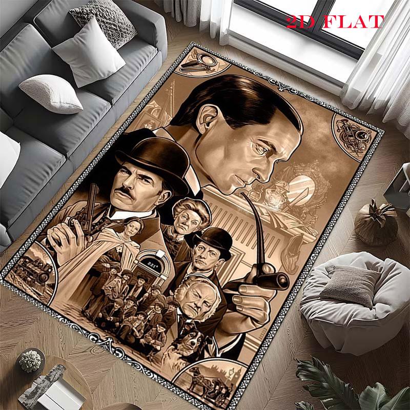 Sherlock Holmes Carpet Rug for Living Room Bedroom Home Sofa Decoration,Kids play Nonslip Floor Mat