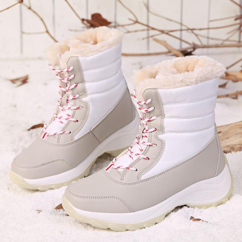 Winter Shoes Waterproof Boots Women Snow Boots Plush Warm Ankle Boots for Women Plush Platform Booties Large Size 43 44 WSH5004