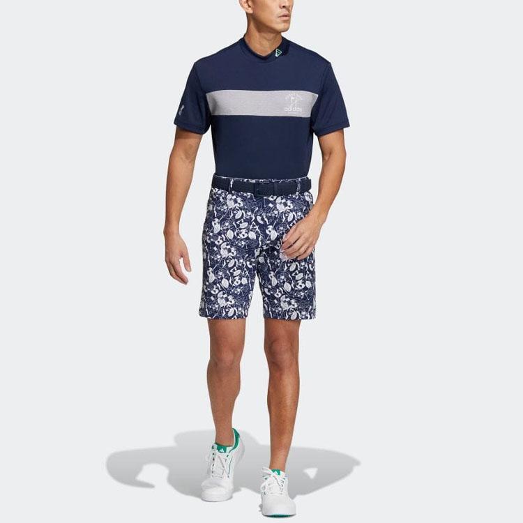 Adidas Color Block Round Neck Pullover Short Sleeve T-Shirt Men Tops Blue HT6873