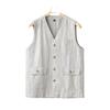 Men's Loose-Fit Japanese Style Linen-Cotton Vest - Trendy, Casual V-Neck Sleeveless Top In Plus Size