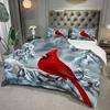 Comforter 3Pcs Red Bird Winter Snow Ultra Soft Comfortable Breathable Bedding Animal Theme For Bedroom