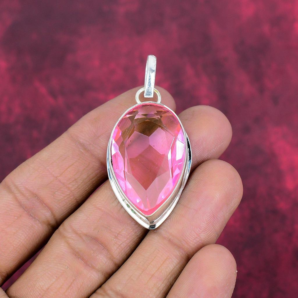 Pink Kunzite Pendant Gemstone Jewelry, 925 Solid Sterling Silver Pendant, Handmade Jewelry Birthstone Pendant, Gift For Him
