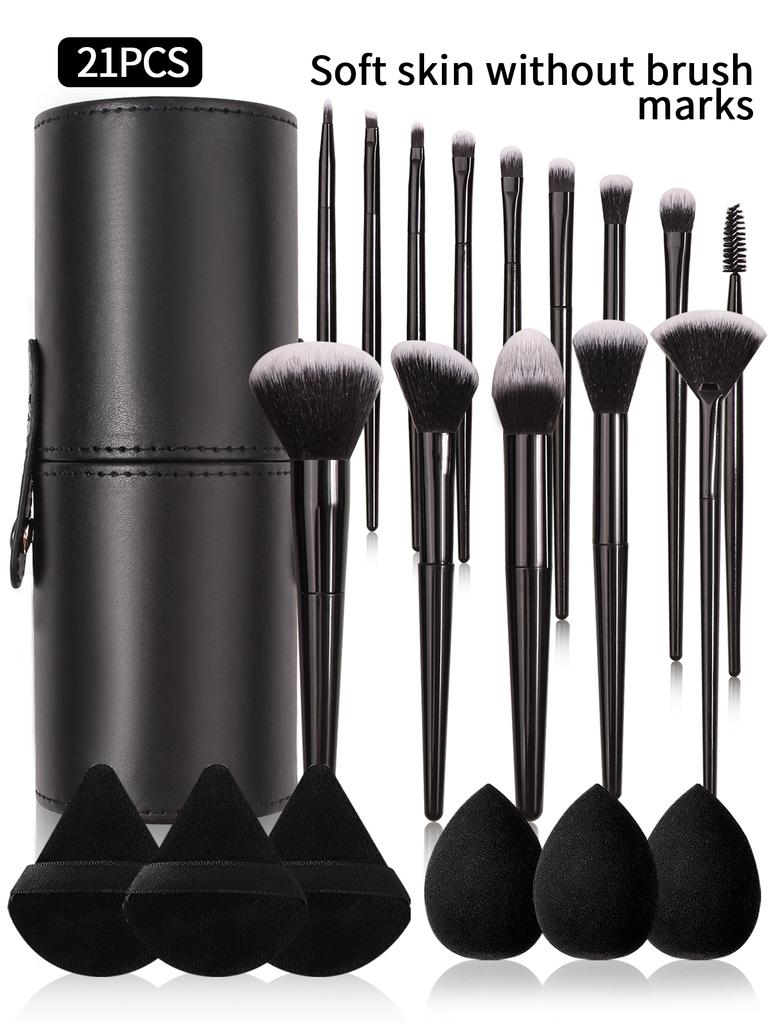 Schwarzes Make-up-Pinsel-Set Professionell Superweiche Detailbürste Rougepinsel Foundation Concealer Lidschattenpinsel Damen Schönheitswerkzeug