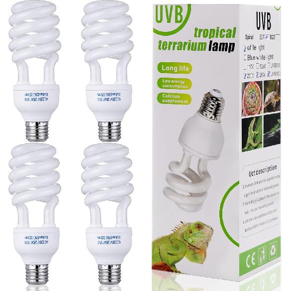 Reginary 4 Pcs UVB Reptile Light 10.0, Reptile UVB Bulb, UVB Bulb for Desert Tropical/Sub Tropical Reptiles Fluorescent Simulation Color Reptile UVB