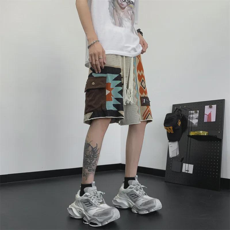 2024 Heren Trendy Amerikaanse Mode Kleurblok Casual Shorts