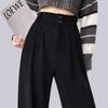 Pantalones Gruesos de Felpa de Algodón Europeo de Cintura Alta Pierna Ancha para Mujer para Primavera, Otoño, Invierno