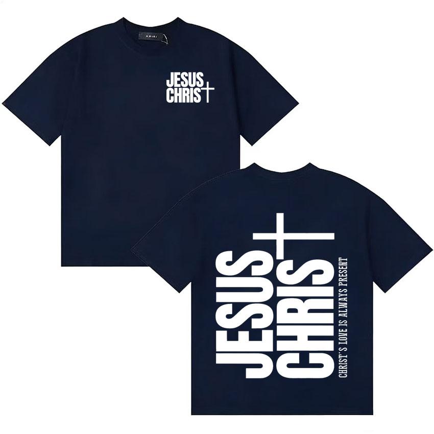 Jesus CHRIST Double Sided Print Tshirts Hipster Unisexs Women T Shirts Summer Loose Cotton Vintage Short Sleeve Tshirt Teenagers