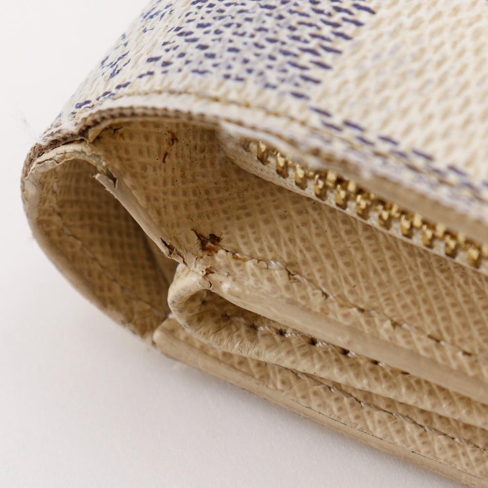 LOUIS VUITTON Portefeiulle Joy Bi-Fold Wallet N60030 Damier Azur Canvas Women Used