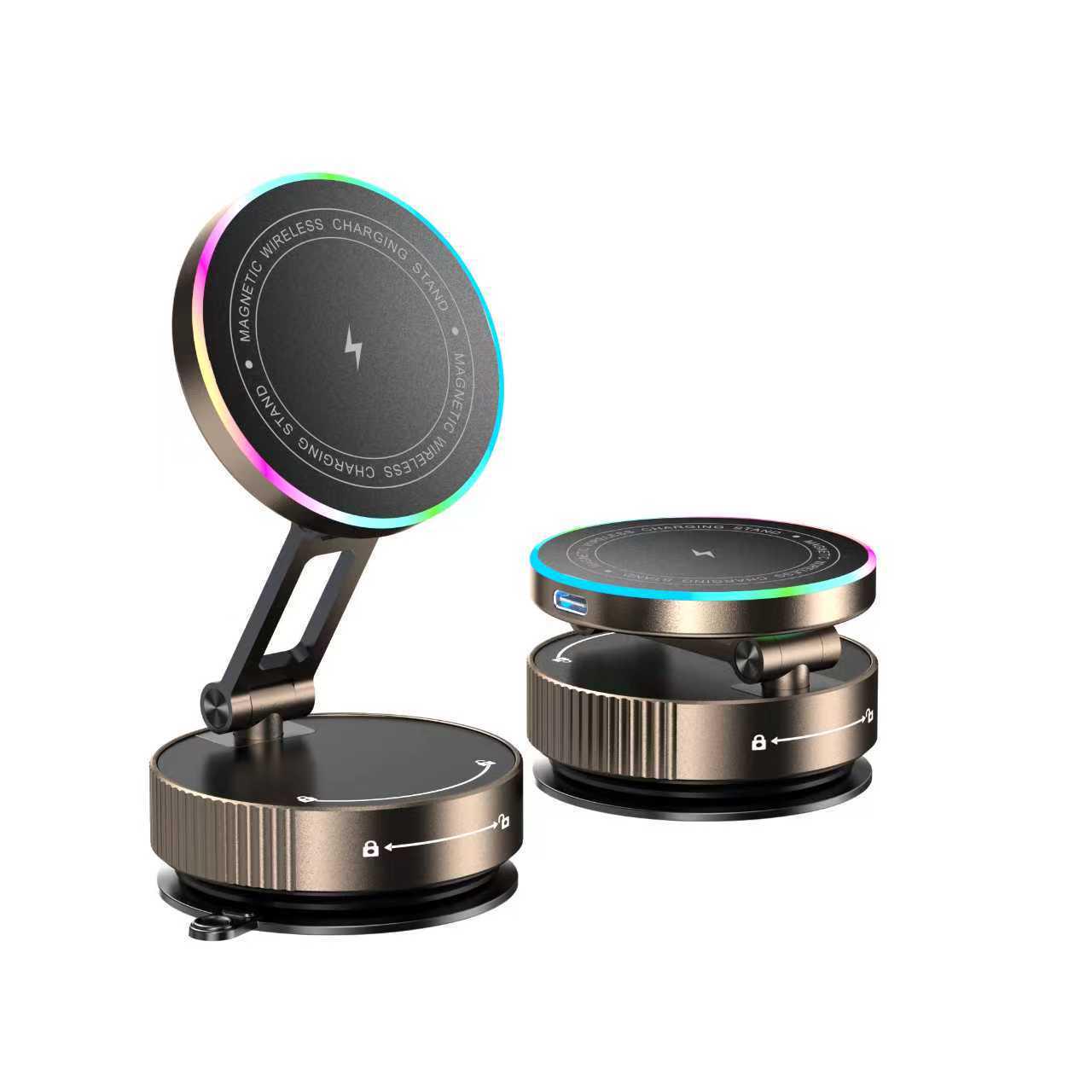 

K13 All-Metal MagSafe Dual-Use Phone Mount with Wireless Charger for Car & Home бронзовый