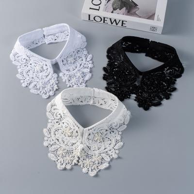 Mesh Tulle Embroidered Lace Fabrickids Fabric Collar De Perlas Moda Hombre Naturales Piedra Fake Collar T Shirt for Men Pastoral