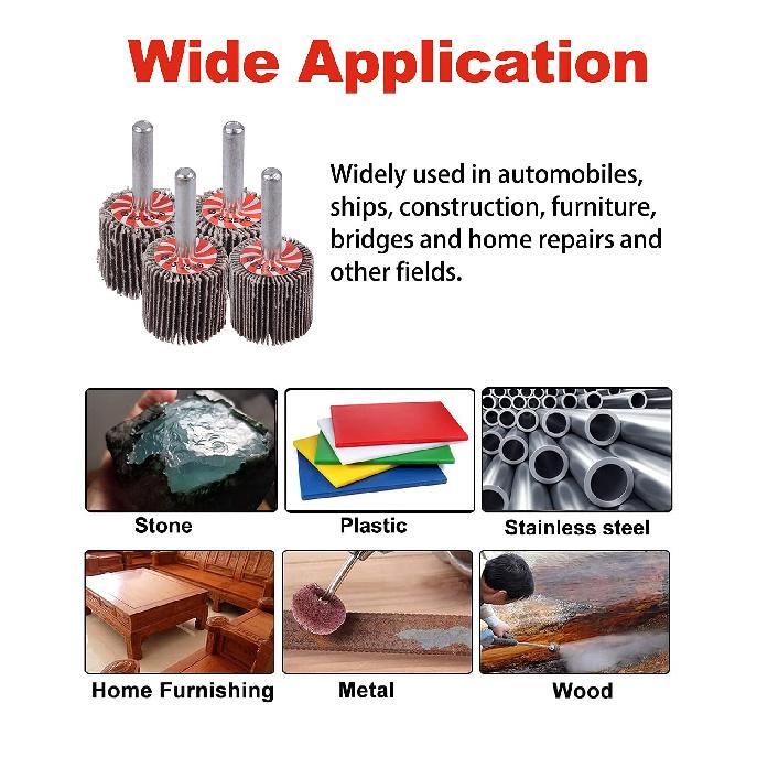 Rocaris 40 Pack Flap Wheel 1" x 1", 1/4" Mounted Shank Aluminum Oxide Grit# 60,80,120,240 for Drill