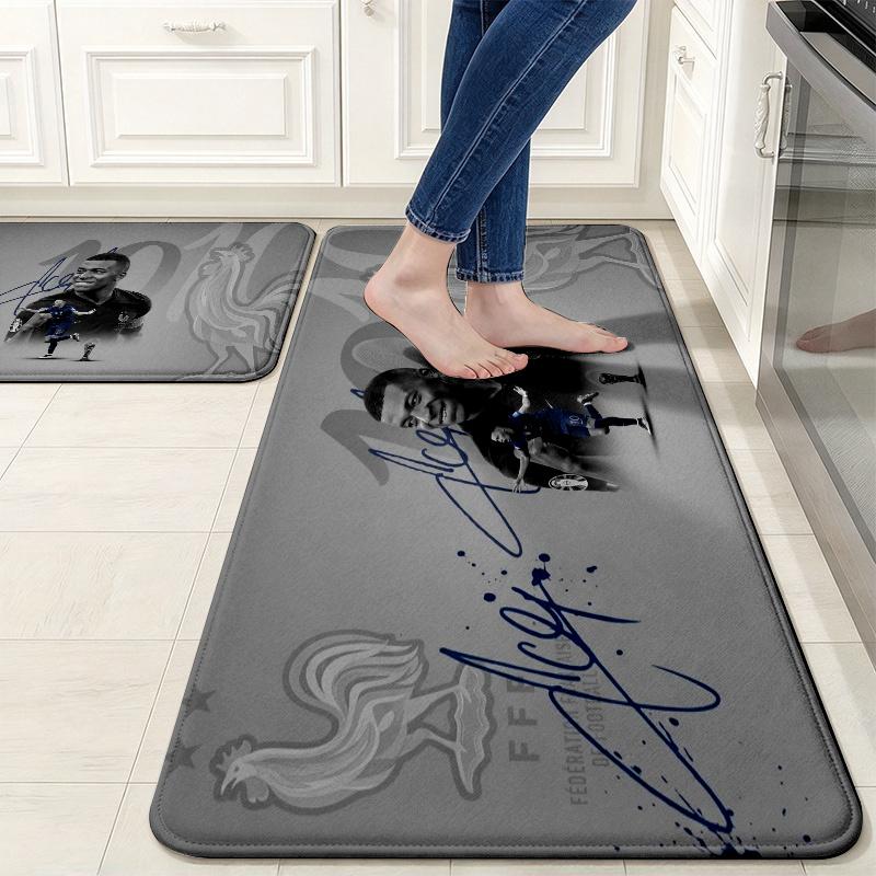 Kylian Mbappe Flannel Kitchen Mat Christmas Soft Area Rug Non Slip Floor Carpet Home Decoration