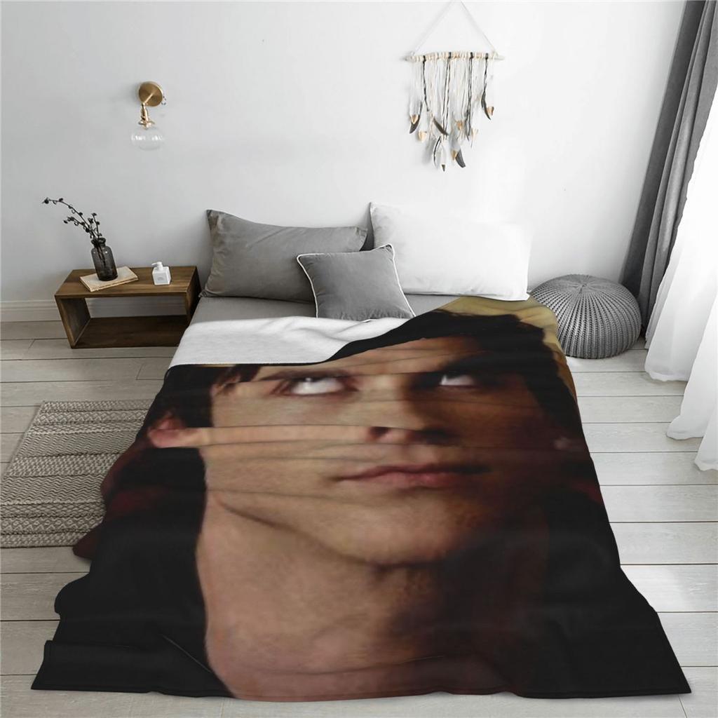 Customization Ian Somerhalder The Vampire Diaries Damon Blanket Fleece Winter Breathable Soft Throw Blanket For Bed Car Bedsprea