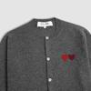 CDG Kawakubo Japanese-Style Heart Knit Crewneck Cardigan - 100% Wool, Double Mood Design, Couple Style PLAY Cardigan.