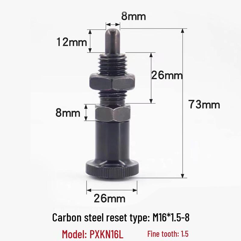 Stainless Steel/Carbon Steel Indexing Pin: Knob Plunger, Self-Locking, Re-Locking, Fine Thread, Complete Specifications