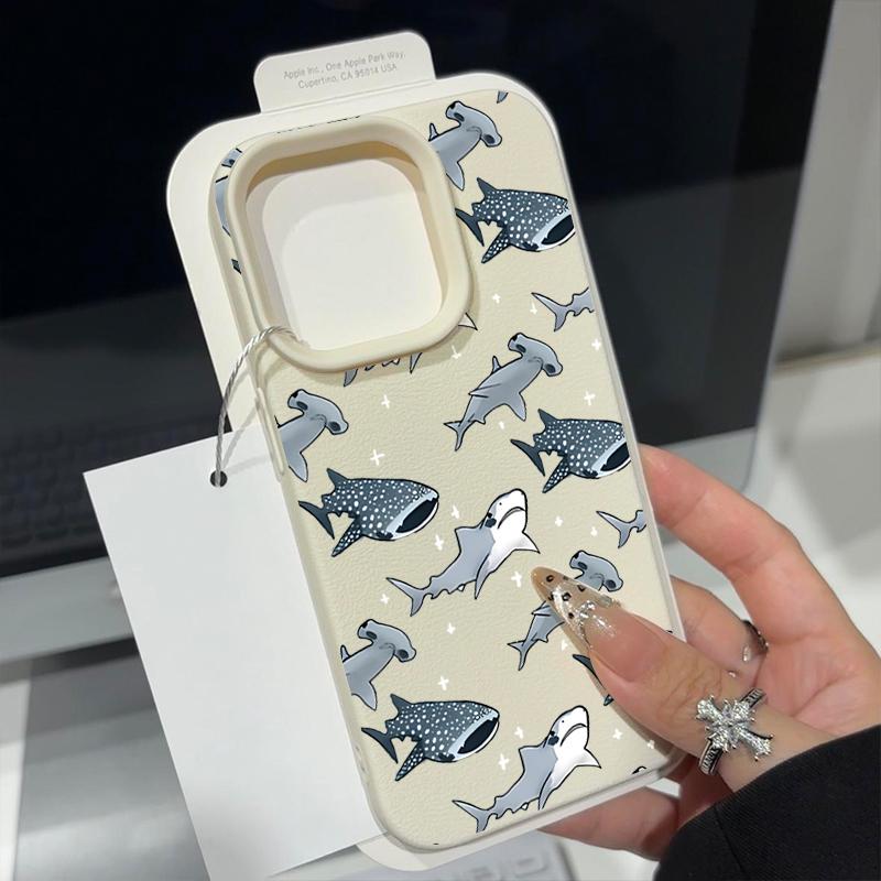 Shark Pattern Shockproof Phone Case For iPhone 16 16E 15 Pro Max 14 Pro 13 12 11 Matte TPU Soft Anti-Fall Bumper Cover