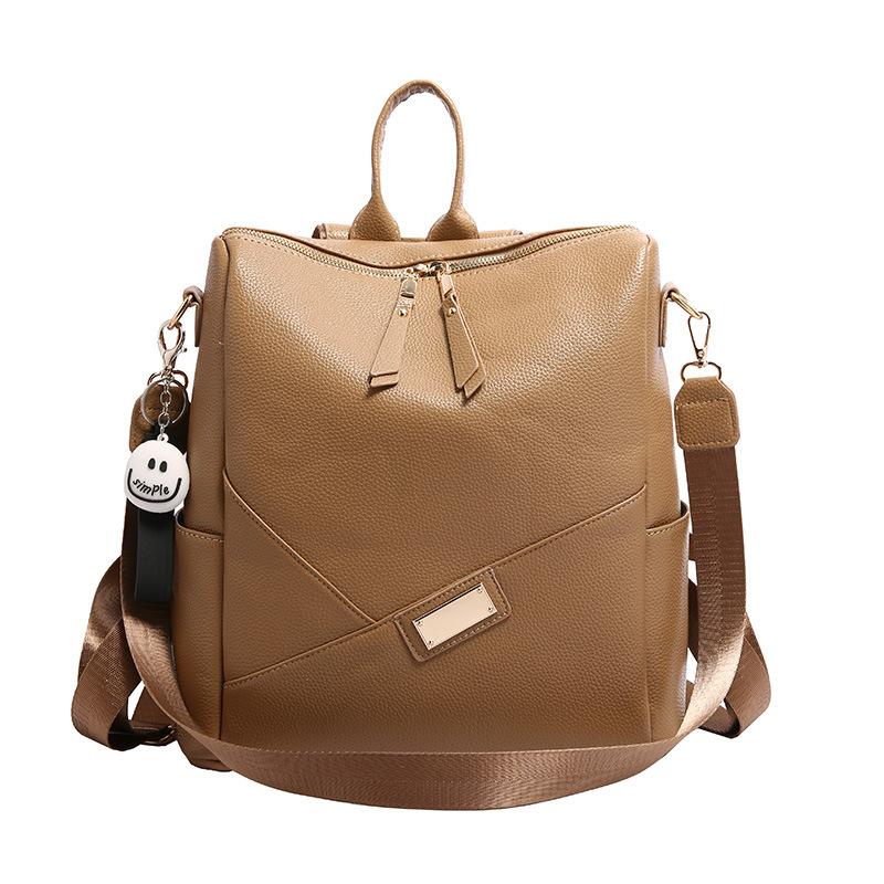 Schoolbag new backpack women's large-capacity Korean version of the trend pu soft leather multi-purpose satchel simple leisure travel backpack