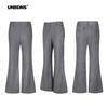 UNBDNS Women's Retro Gray High-End Micro-Flare Straight Leg Pants