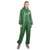 Unisex Full Body Hooded Raincoat Drawstring Hood Front Button Zipper One Piece Waterproof Jumpsuit Workwear