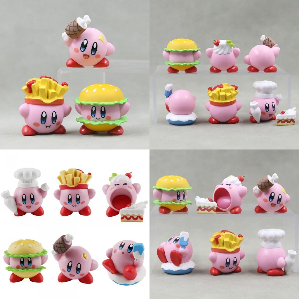 Adorable 6 Piece Kirby Food Figure Set Cute Pvc Car Decoration Collectible Toys