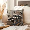 1Pc Vintage Raccoon Throw Cushion Covers Chair Living Room Pillowcase Cozy Zipper Sofa Pillow Covers Bedroom Indoor Home Decor